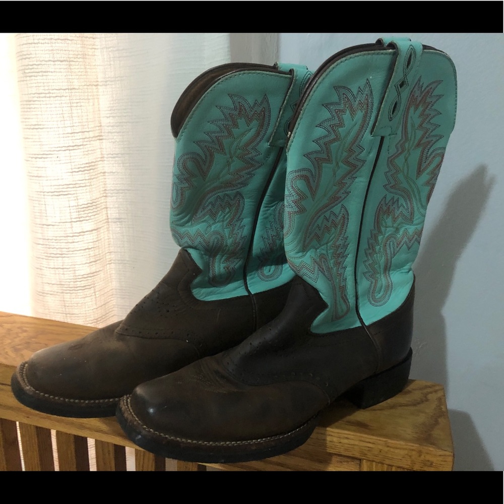 Justin brand Teal cowboy boots